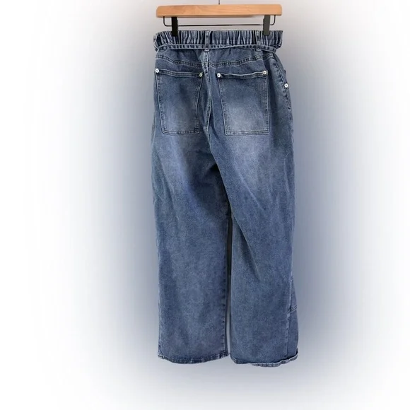 Denim Wide-Leg Jeans with Drawstring Waist - Picture 5 of 8